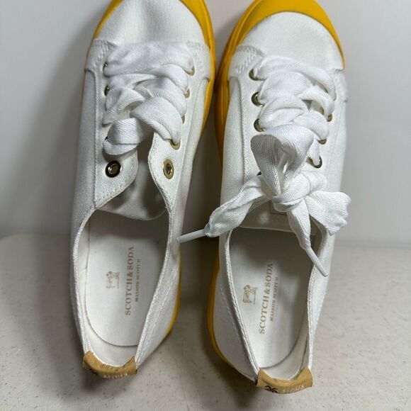 Scotch and Soda Platform Canvas Sneakers Yellow Women's Size 10 - Picture 3 of 8